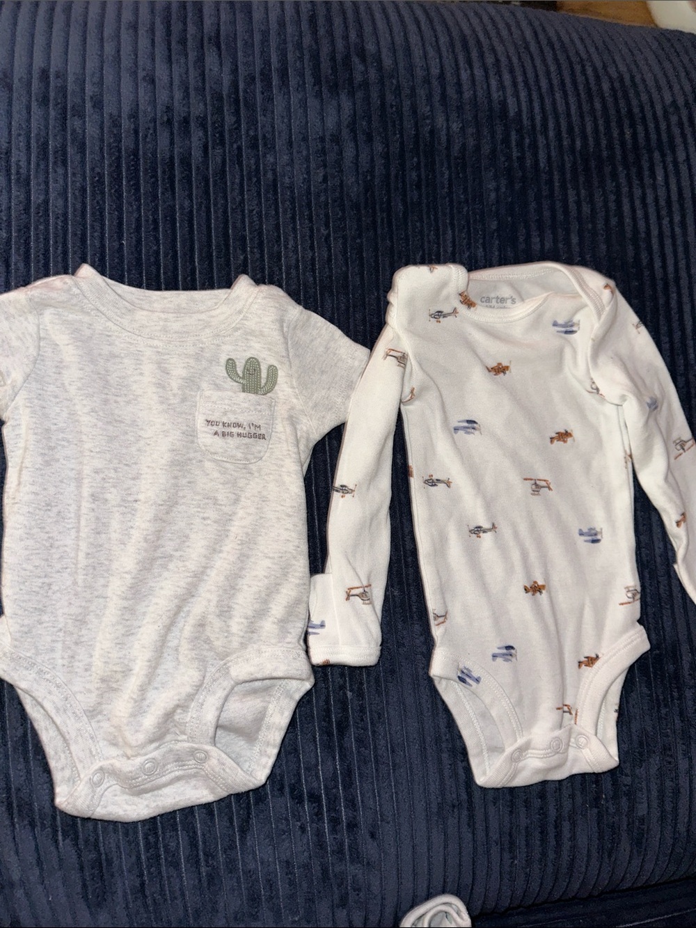 Carter's White Long-Sleeve Baby One-Piece Bodysuit with Airplane Print bundle